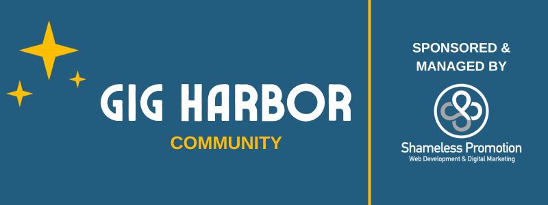 logo for gig harbor community website created and managed by shameless promotion